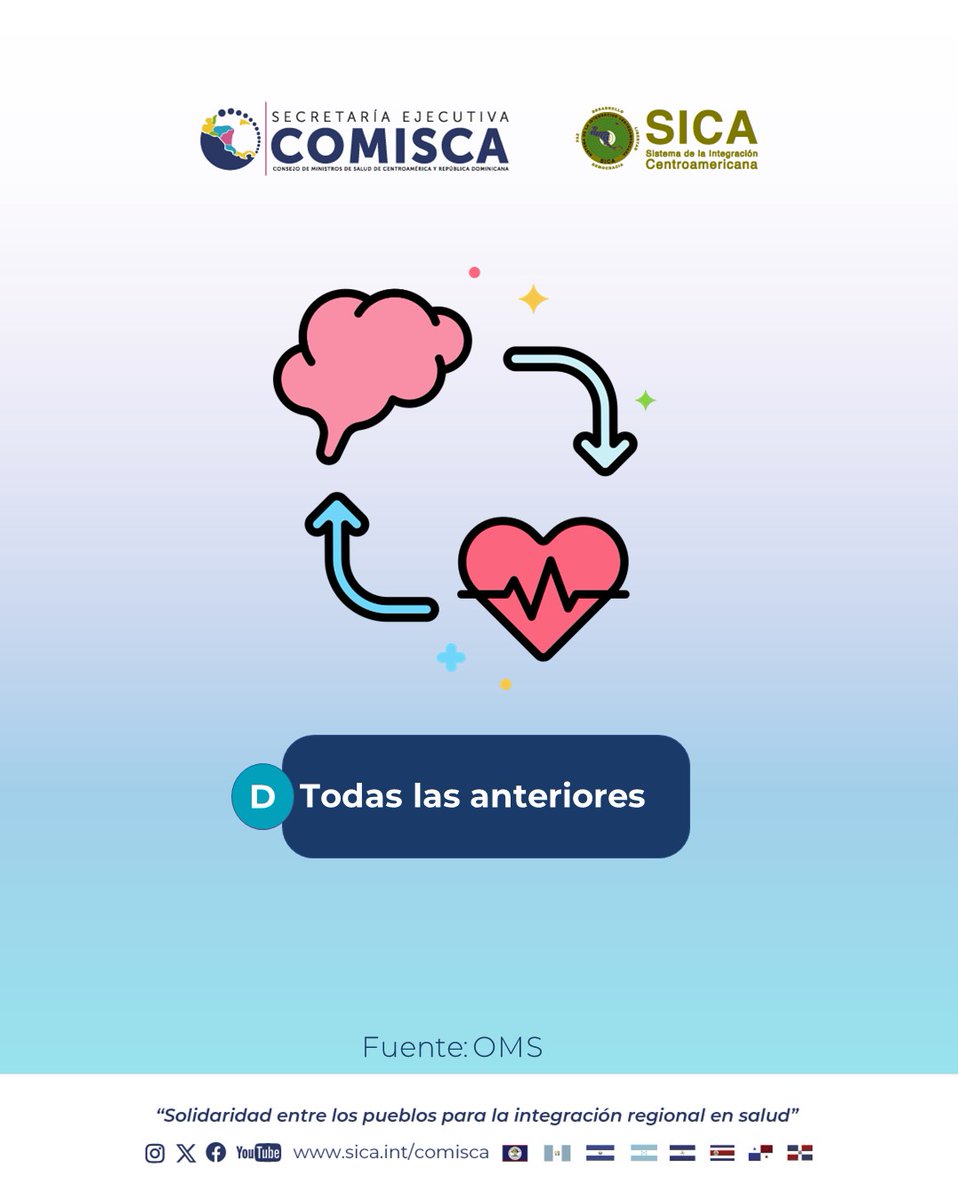 ¿Sabes cuál de estas acciones de autocuidado, recomendadas por la OMS, ayuda a prevenir enfermedades y mejorar tu bienestar❓

A) Hacer al menos 150 minutos de actividad física moderada por semana
B) Mantener una alimentación que incluya frutas y verduras
C) Controla tu presión