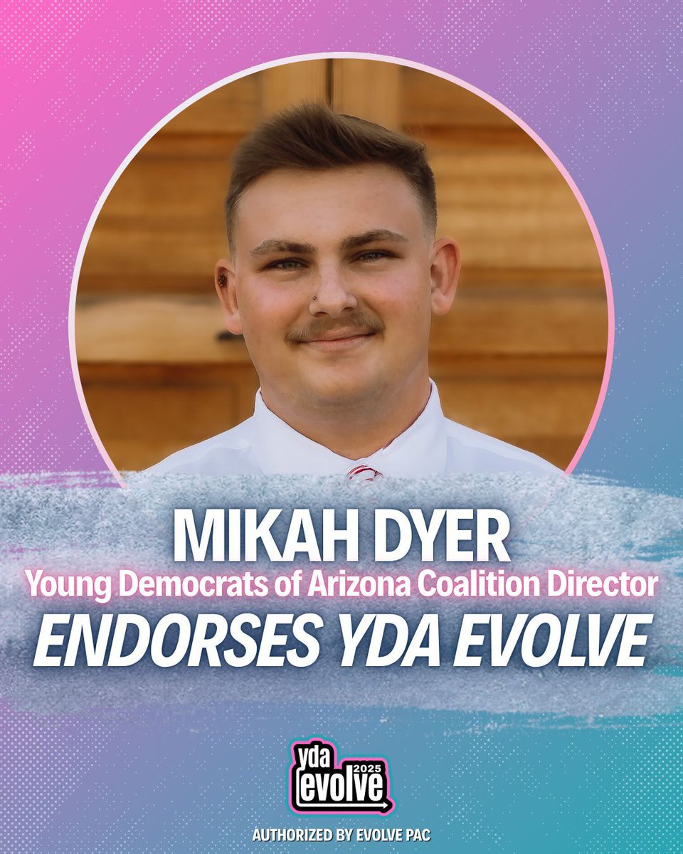 🎉ENDORSEMENT ALERT🎉
We're excited to have the support of <a href="/ydaz/">Young Democrats of Arizona</a> Coalition Director @MikahDyer!

Our team is fighting to build a strong coalition that's ready to fight to get Democrats elected up-and-down the ballot, which is why we're so thankful for Mikah's support!