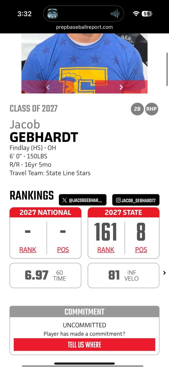 Jacob Gebhardt (@jacobgebhardt7) on Twitter photo Blessed to be ranked! <a href="/weldyprep/">Kyle Weldon</a> Only up hill from here šŖšŖ<a href="/JNell7/">Jordan Nell</a> <a href="/BaseballFindlay/">Findlay Trojans Baseball</a> <a href="/StateLineStars/">State Line Stars Baseball</a> <a href="/PrepBaseballOH/">Prep Baseball Ohio</a> Blessed to be ranked! <a href="/weldyprep/">Kyle Weldon</a> Only up hill from here šŖšŖ<a href="/JNell7/">Jordan Nell</a> <a href="/BaseballFindlay/">Findlay Trojans Baseball</a> <a href="/StateLineStars/">State Line Stars Baseball</a> <a href="/PrepBaseballOH/">Prep Baseball Ohio</a>