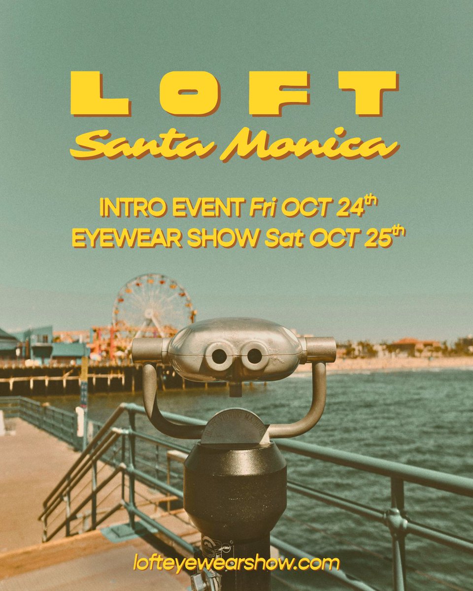 Don't miss the SUNSHINE at LOFT Santa Monica this FALL! 😎☀️

70 eyewear collections all under one roof at the historical Santa Monica Post Office!

lofteyewearshow.com

#LoftEyewearShow #SantaMonica #LoftLA #LoftSantaMonica #Eyewear #EyewearLife #IndependentEyewear