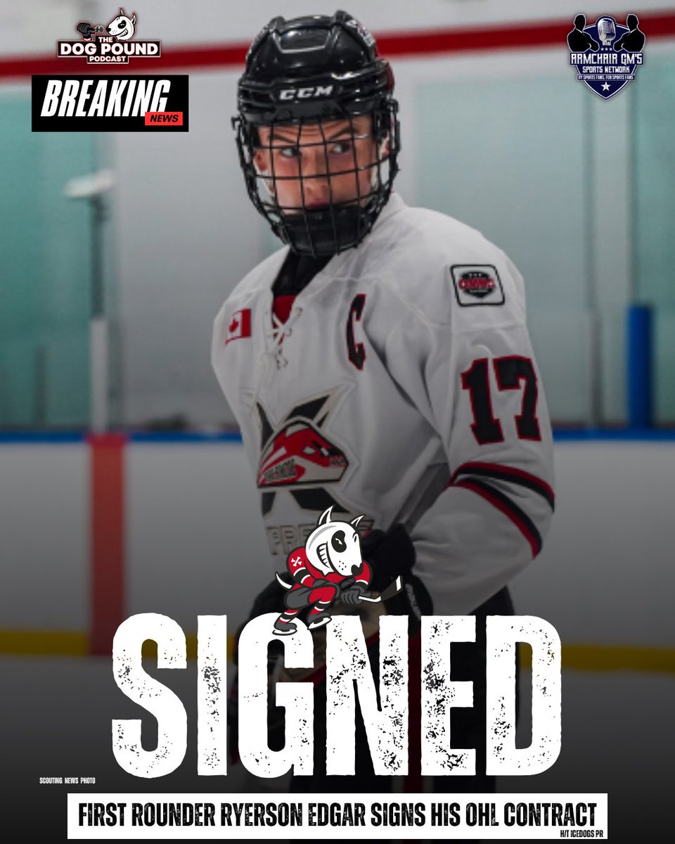 ‼️The wait is over, after much speculation as the Niagara #IceDogs have signed 2025 10th overall pick Ryerson Edgar to his #OHL Scholarship Agreement.

Niagara’s prized selection in this past draft will add to the strong young core as a much needed right-shot forward. #DogCountry