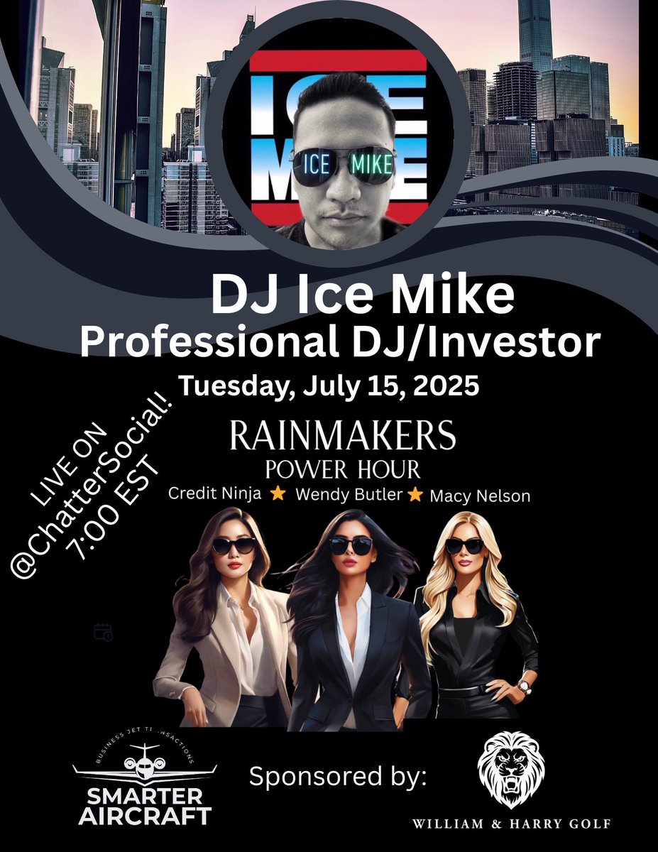 Wendy Butler Official (@thewendybutler) on Twitter photo DJ Ice Mike 🎧🎹 is our special guest 🎙️today on the Rainmakers Power Hour!📊
Join <a href="/CreditNinja8/">creditninja</a> , <a href="/MigenaNYC/">Migena</a> (filling in today for <a href="/MacyNelson13/">MacyNelson</a> ) and myself as we hear DJ Ice Mike talk about performing in front of thousands, sharing the stage with Ludacris in Vegas, and his DJ Ice Mike 🎧🎹 is our special guest 🎙️today on the Rainmakers Power Hour!📊
Join <a href="/CreditNinja8/">creditninja</a> , <a href="/MigenaNYC/">Migena</a> (filling in today for <a href="/MacyNelson13/">MacyNelson</a> ) and myself as we hear DJ Ice Mike talk about performing in front of thousands, sharing the stage with Ludacris in Vegas, and his