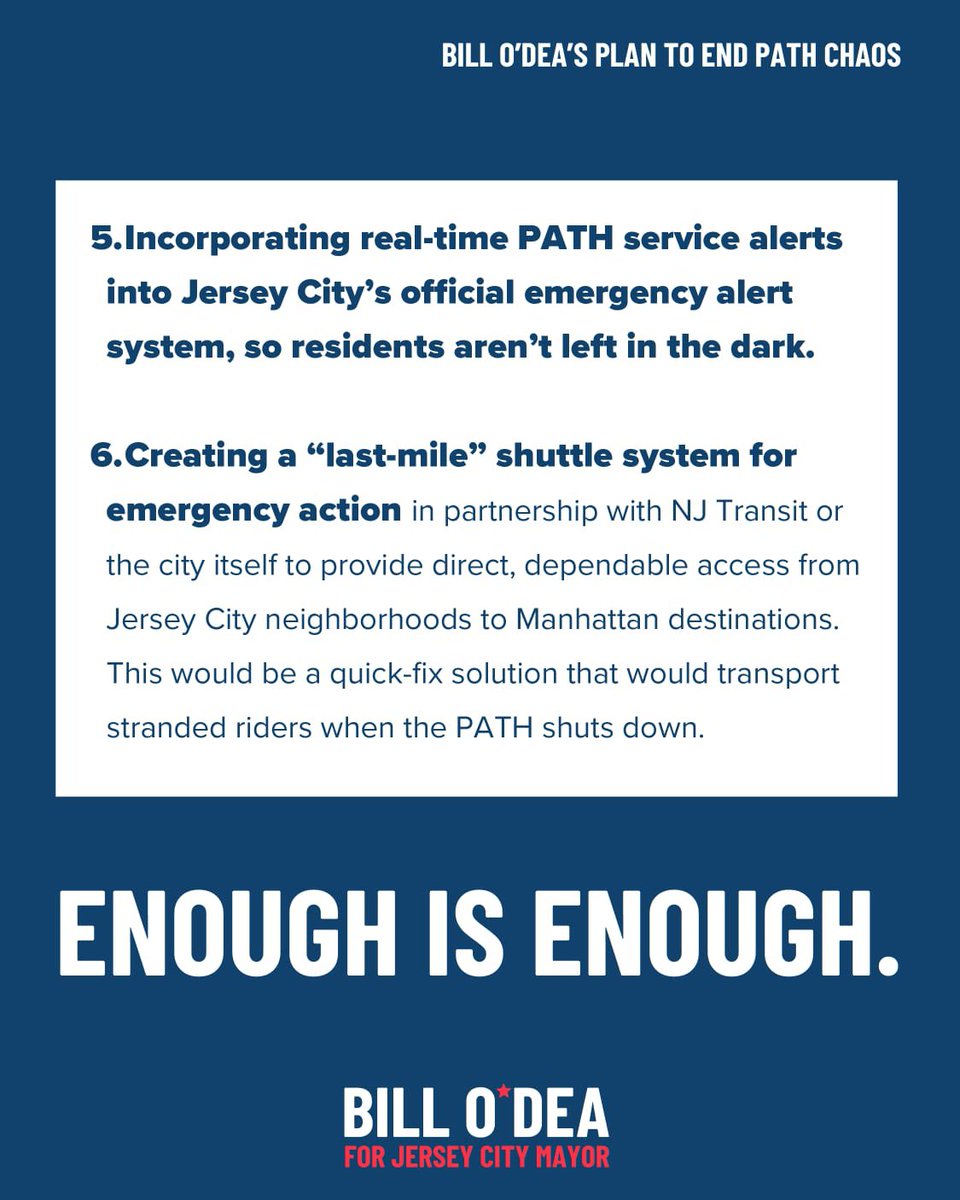 BillOdeaJC's tweet image. Enough is enough! @PATHTrain meltdowns are putting our safety and sanity at risk. It’s time to stop sitting back and start holding @PANYNJ accountable. For those who say the city doesn’t have the power to fix this problem, I say watch. Let’s make the trains work. #fixthepath