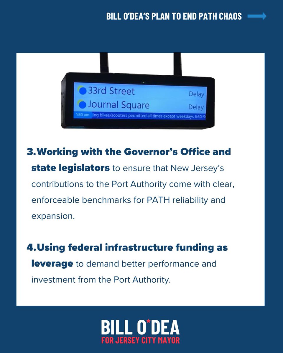BillOdeaJC's tweet image. Enough is enough! @PATHTrain meltdowns are putting our safety and sanity at risk. It’s time to stop sitting back and start holding @PANYNJ accountable. For those who say the city doesn’t have the power to fix this problem, I say watch. Let’s make the trains work. #fixthepath