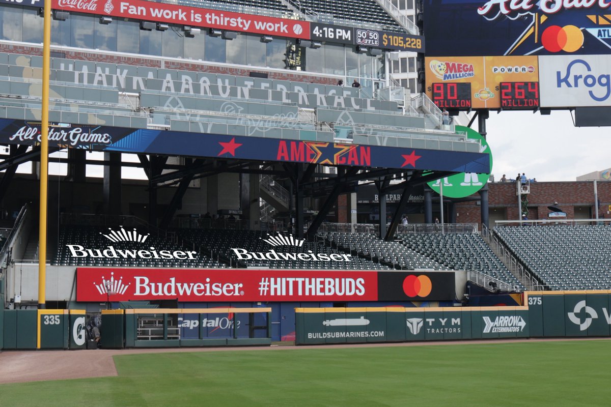MLB's tweet image. If someone goes yard to either of these sections during the #AllStarGame, you could win a season's worth of @BudweiserUSA!

Reply with #HitTheBuds for your chance to win. #Sweepstakes
