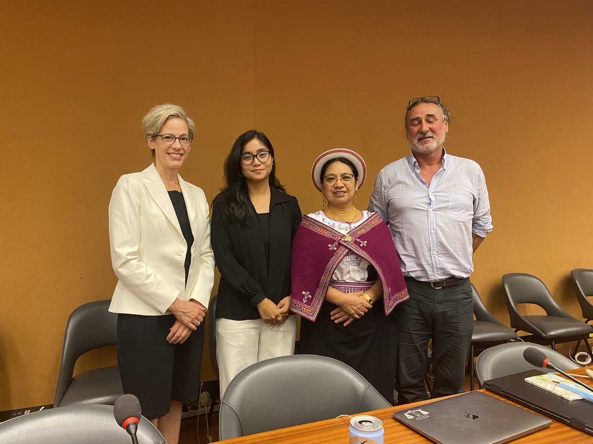 SRjudgeslawyers's tweet image. An honor to discuss my report on Indigenous Peoples’ Justice Systems at EMRIP with Eykhin Chowdgury, @MYumbay and Fergus MacKay. Not pictured: @AlbertBarume SR Indigenous Peoples. Thank you for the collaboration @DKUNmisgva @FinlandGeneva @IPRightsIntl @IWGIA