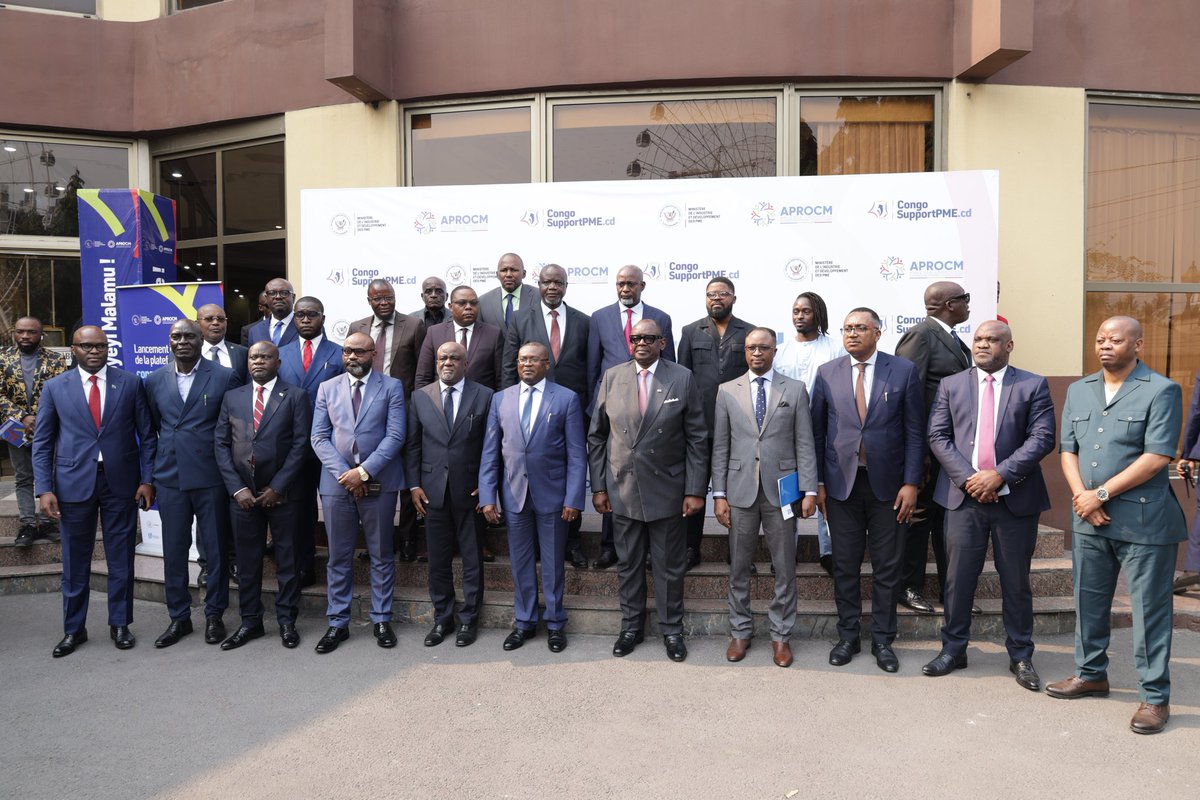 LANCEMENT DE #CongoSupportPME 
Le 15/07/ à l’hôtel Beatrice, le Ministre Louis WATUM, le DG de l’APROCM &amp; le  DG a.i de l’ANADEC, Mathieu TSHIBUMBU MUBOYAYI ont lancé la plateforme #CongoSupportPME avec l’appui du #Gouvernement &amp; de la #BanqueMondiale via #TRANSFORME.<a href="/aprocmrdc/">APROCM RDC</a>