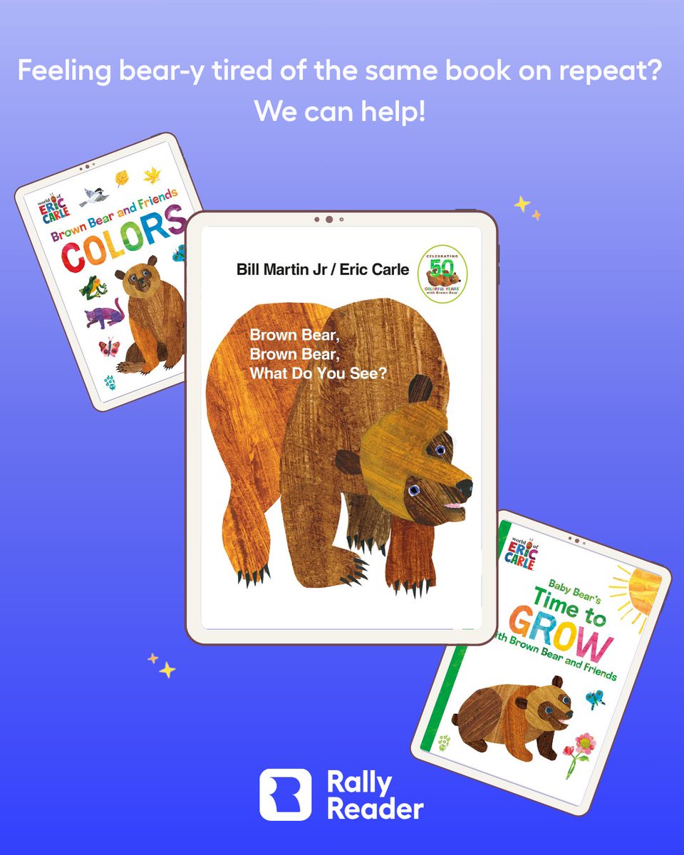 RallyReader's tweet image. Give it up for the parents who have read &quot;Brown Bear, Brown Bear, What Do You See?&quot; 600 times and still give it their all. Whether you&apos;re working to foster a love of reading in your child or just need a break, Rally Reader helps with both. #RallyReader #ReadingPractice #EdTech…