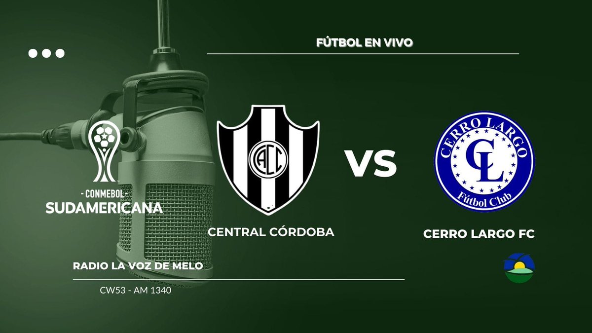 #CopaSudamericana 
#CerroLargo 

Ya está al aire la emisión de La Voz de Melo. 

#EnVivo 

Súmate al equipo fútbol de la radio. 

Central Córdoba - Cerro Largo juegan hoy en el Estadio "Madre de Ciudades".

Escuche aquí el partido: youtube.com/live/6x5qGFzUs…