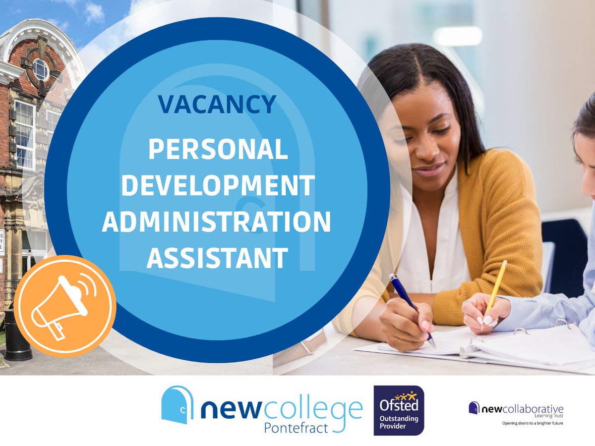 ncpontefract's tweet image. We are looking to appoint a talented and enthusiastic Administration Assistant to support with whole college personal development.
Find out more and apply on our Trust website:
loom.ly/zQ1tJW0