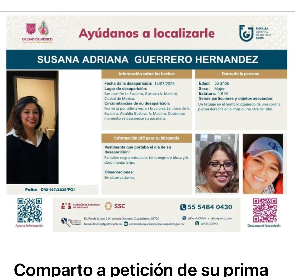 Se busca, ayúdennos a encontrarla, su RT será muy valioso, gracias.