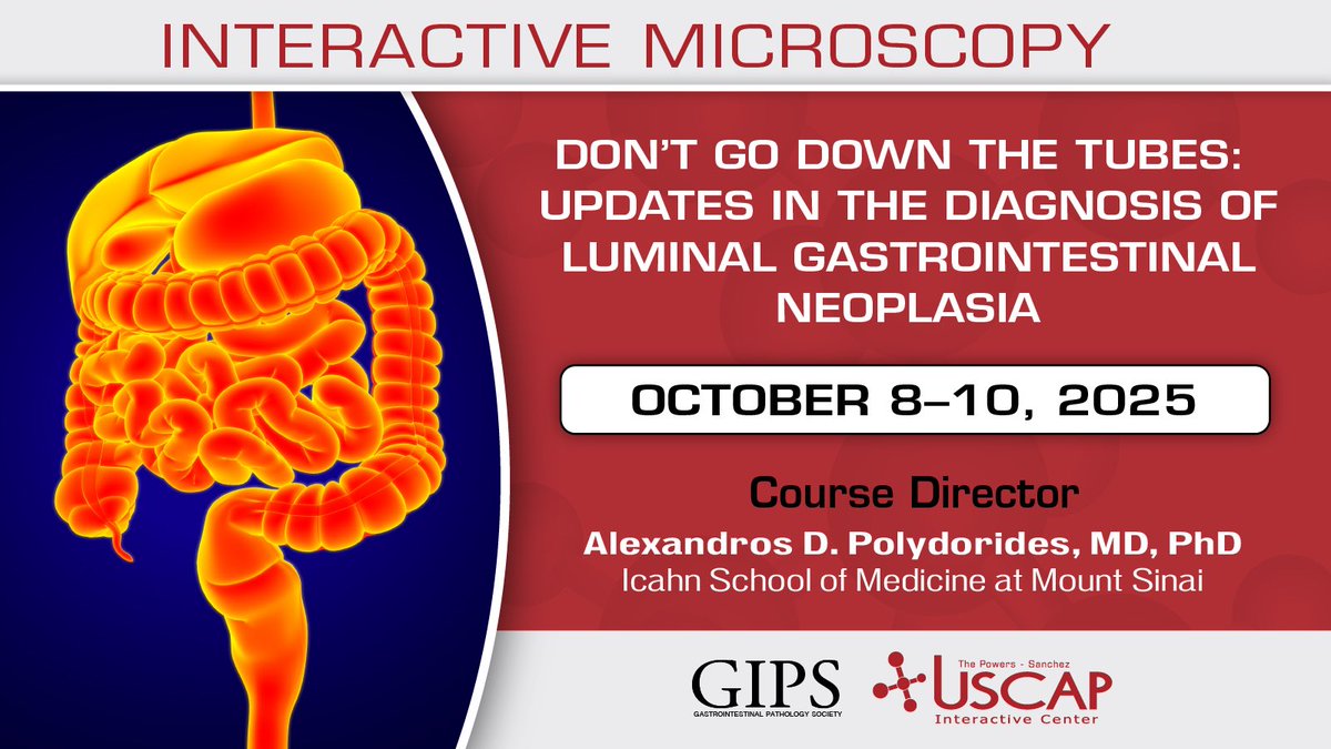 Our very own Dr. Alexandros D. Polydorides    is directing an immersive and comprehensive interactive microscopy course in GI Pathology, taking place this October 2025 at the USCAP Center in sunny Palm Springs, California. 

my.uscap.org/app/program/8Z…