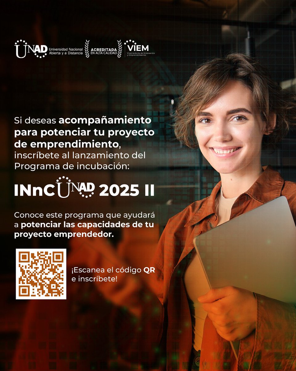 🚀 ¡Haz parte del lanzamiento de INNCUNAD 2025-II!
📅 Este 6 de agosto acompáñanos en el Kick Off del programa que impulsa a los emprendedores UNADISTAS.
💡¿Tienes una idea o tu negocio ya está en marcha? ¡Postúlate!
#INNCUNAD2025