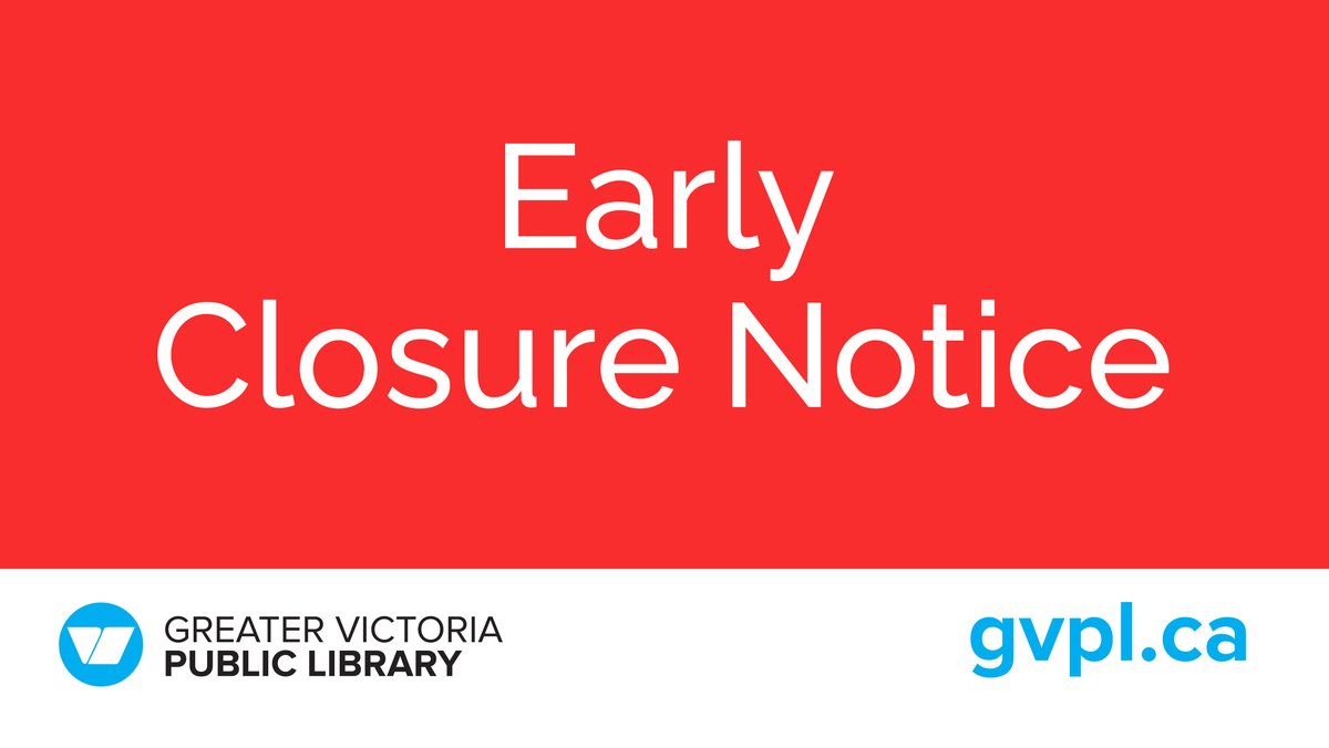 The Emily Carr Branch will close early today, Tuesday, July 15, closing at 5:30 p.m.

We apologize for any inconvenience and appreciate your understanding.