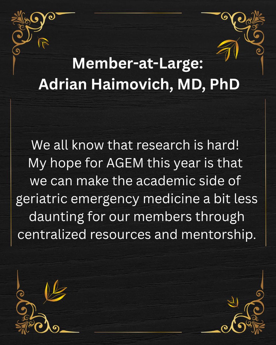 AGEM_SAEM's tweet image. ✨New Exec Committee Highlight✨

Member-at-Large @ADHaimo at @EMRES_MGHBWH shares his hopes for AGEM this upcoming year!

@saemonline 
#emergencymedicine #saem #agem #geriatricmedicine #emergencydepartment