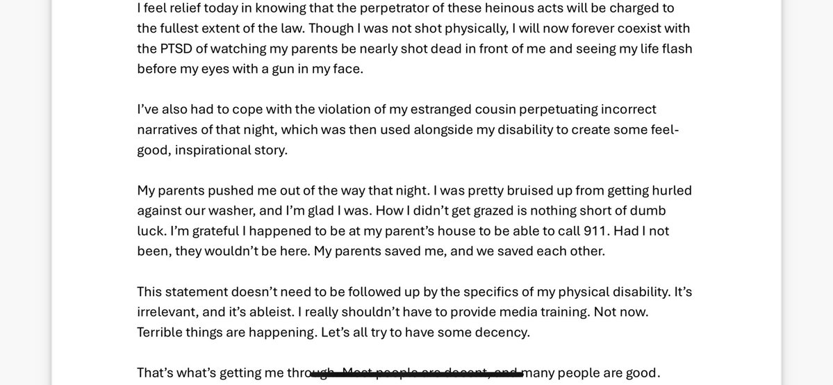 corinhoggard's tweet image. New statement from Hope Hoffman after a federal grand jury indictment of the man charged with assassinating Speaker Emerita Melissa Hortman and her husband Mark and trying to assassinated Sen. John Hoffman and his wife, Yvette as well as Hope herself.