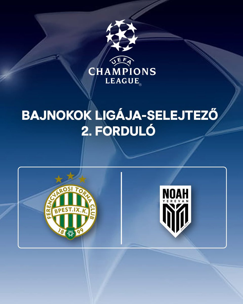 Fradi_HU's tweet image. FC Noah will be our opponent in the 2nd round of the UCL qualifications. 💚