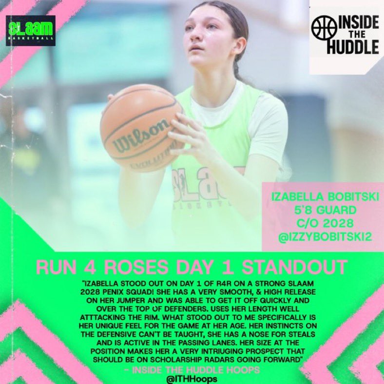 Izabella Bobitski (@izzybobitski2) on Twitter photo At the Run 4 Roses 🌹 Classic I was recognized as a Day 1 Standout. Thank you to all my coaches for their help and <a href="/ITHHoops/">InsideTheHuddleHoops</a> for the write up At the Run 4 Roses 🌹 Classic I was recognized as a Day 1 Standout. Thank you to all my coaches for their help and <a href="/ITHHoops/">InsideTheHuddleHoops</a> for the write up