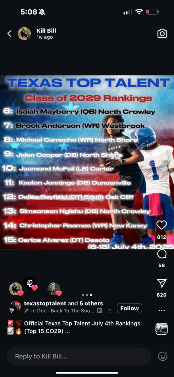 Jalen Cooper (@jalencoooper) on Twitter photo blessed for me and my bro to be recognized @ 8 & 9 c/o 29 in Tx hard work starts @ home!! ETRTW
<a href="/MJCamacho_3/">Michael Angelo Camacho Jr.</a> <a href="/TexasTopTalent_/">Texas Top Talent</a> <a href="/texastoptalent/">Texas Top Talent</a> .<a href="/NSNationFB/">The Nation of NS</a> <a href="/RecruitEastside/">Recruit North Shore</a> <a href="/gott1906/">Sakeidric McCoy</a> <a href="/vypehouston/">VYPE Houston</a> <a href="/coach_pat84/">PERFORMANCE_HOUSTON -AUSTIN_ATHLETES</a> <a href="/coachgcross/">Garrett Cross</a> <a href="/PrepRedzoneTX/">Prep Redzone Texas</a> <a href="/coach_pat84/">PERFORMANCE_HOUSTON -AUSTIN_ATHLETES</a> <a href="/texasRanking/">TexasTalentRankings</a> <a href="/TXFBINSIDER/">TX Varsity FB</a> blessed for me and my bro to be recognized @ 8 & 9 c/o 29 in Tx hard work starts @ home!! ETRTW
<a href="/MJCamacho_3/">Michael Angelo Camacho Jr.</a> <a href="/TexasTopTalent_/">Texas Top Talent</a> <a href="/texastoptalent/">Texas Top Talent</a> .<a href="/NSNationFB/">The Nation of NS</a> <a href="/RecruitEastside/">Recruit North Shore</a> <a href="/gott1906/">Sakeidric McCoy</a> <a href="/vypehouston/">VYPE Houston</a> <a href="/coach_pat84/">PERFORMANCE_HOUSTON -AUSTIN_ATHLETES</a> <a href="/coachgcross/">Garrett Cross</a> <a href="/PrepRedzoneTX/">Prep Redzone Texas</a> <a href="/coach_pat84/">PERFORMANCE_HOUSTON -AUSTIN_ATHLETES</a> <a href="/texasRanking/">TexasTalentRankings</a> <a href="/TXFBINSIDER/">TX Varsity FB</a>