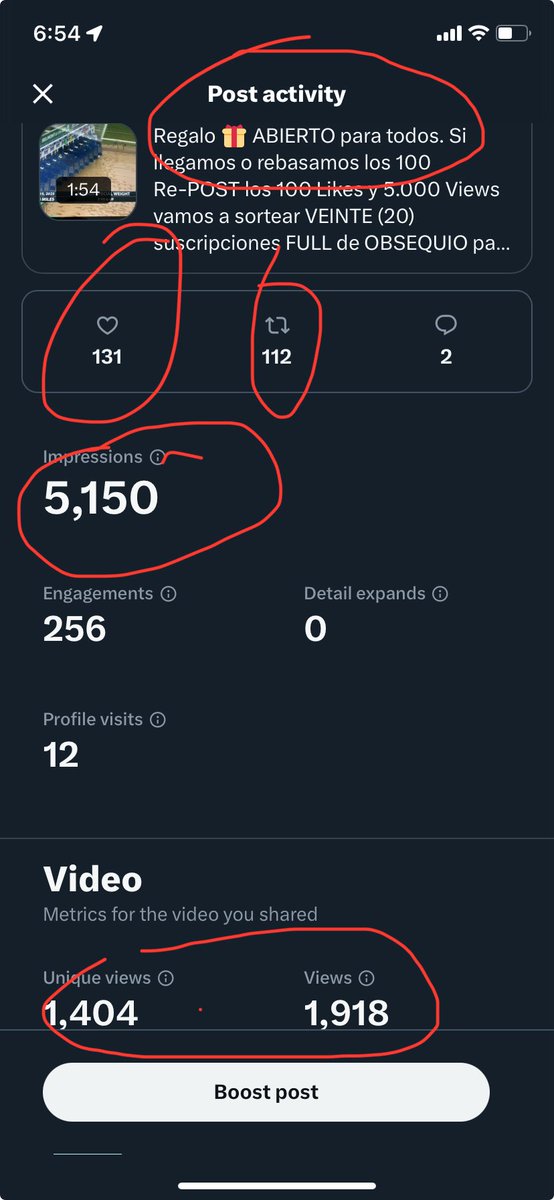 One more time  GRACIAS, la
Meta era: 

100 Likes (Ya tenemos mas de 130)
100 Re-Post (rebasamos las 110)
5.000 Views (Tenemos 5.100)

GRACIAS por su constante APOYO, Gracias por creer en Nosotros, en lo q hacemos en la suscripción en la información q compartimos GRACIAS en 48