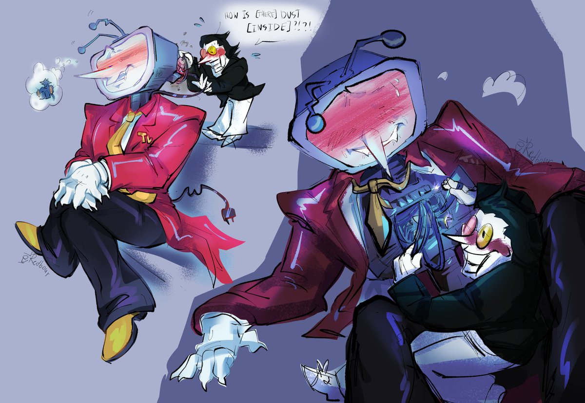 redbourkol's tweet image. TW suggestive

Quick sketches and now I&apos;m off to sleep lol

#deltarune #tenna #spamton #spamtenna