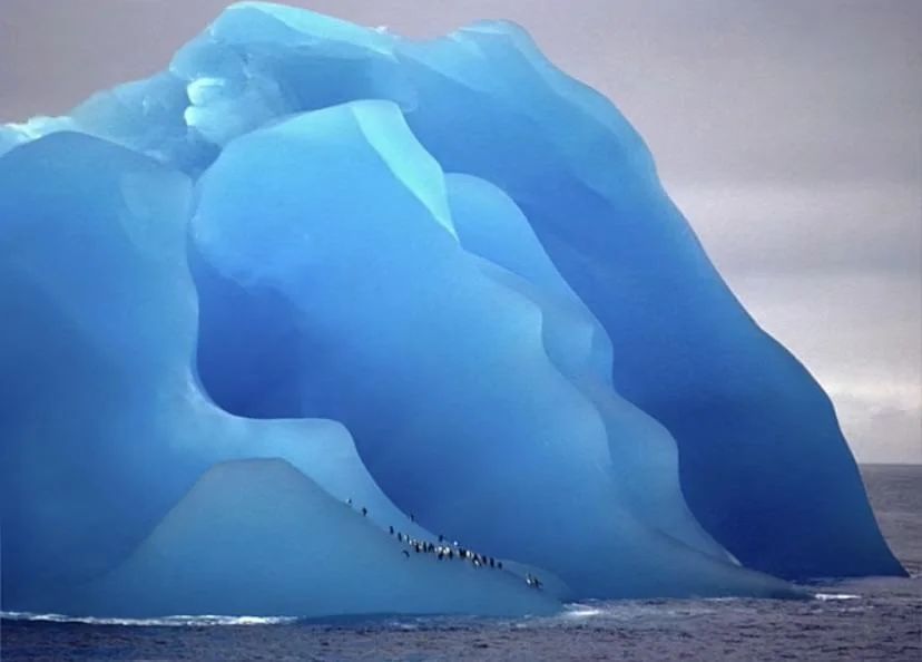 An iceberg flipped upside down