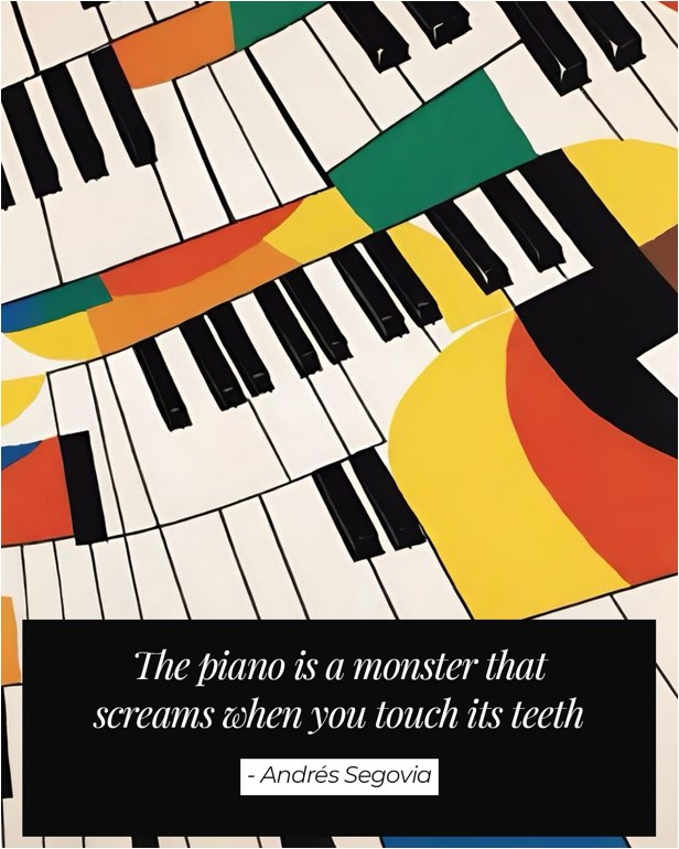 RuskinDan's tweet photo. Quote of the Day!

“The piano is a monster that screams when you touch its teeth.”

- Andrés Segovia

Available on Amazon!
https://t.co/iCnYxafeoI

#DanRuskin #Tips #AdventuresInThePianoBar #MusicalJourney #musicislife #musician #pianomusic #pianistlife #pianiste https://t.co/KmdvAIRB38