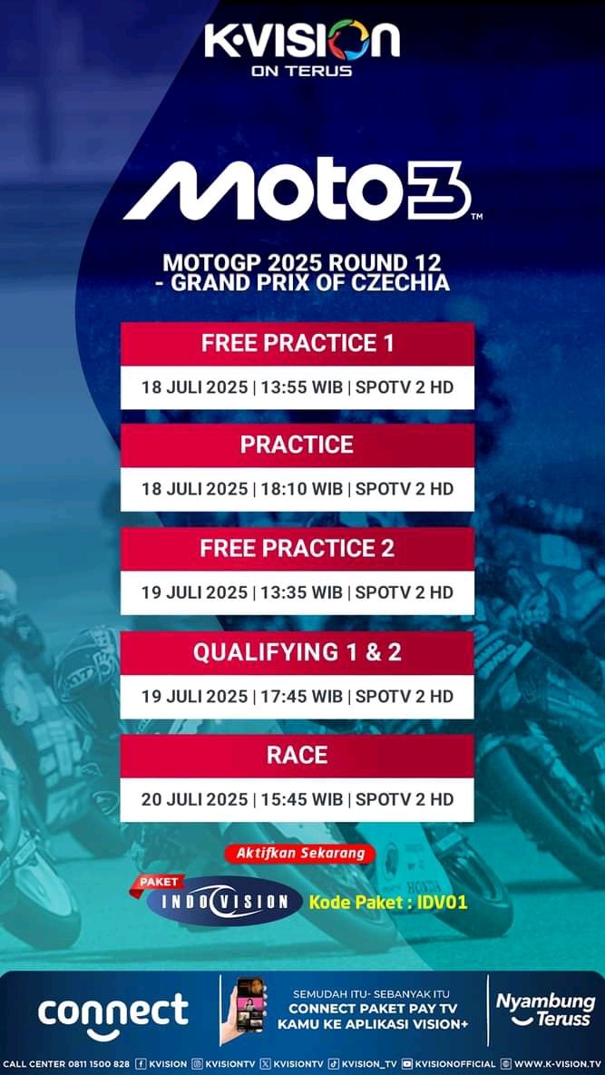 GSkymedia's tweet image. 📅 Jangan sampai kelewatan momen panasnya akhir pekan ini!
Saksikan keseruannya mulai Jum'at, 18 Juli 2025 mulai 13.55 WIB LIVE SPOTV 2 HD di K-Vision!
👉Info paket wa.me/62818820753

#KVision #SPOTV #MotoGP #ParabolaSalatiga