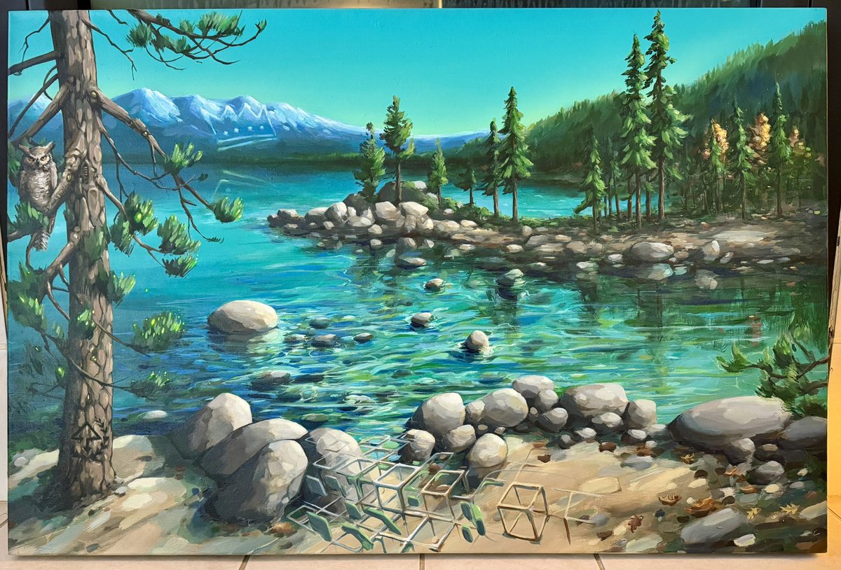 Absolutely honored to hang this original painting by Gabriel Welch in my home. Wanted to commission a piece from him that depicted the tranquility of Lake Tahoe, a place so integral to Charles creativity and our shared fondness for the natural world. 👑

Always thinking of u, bro