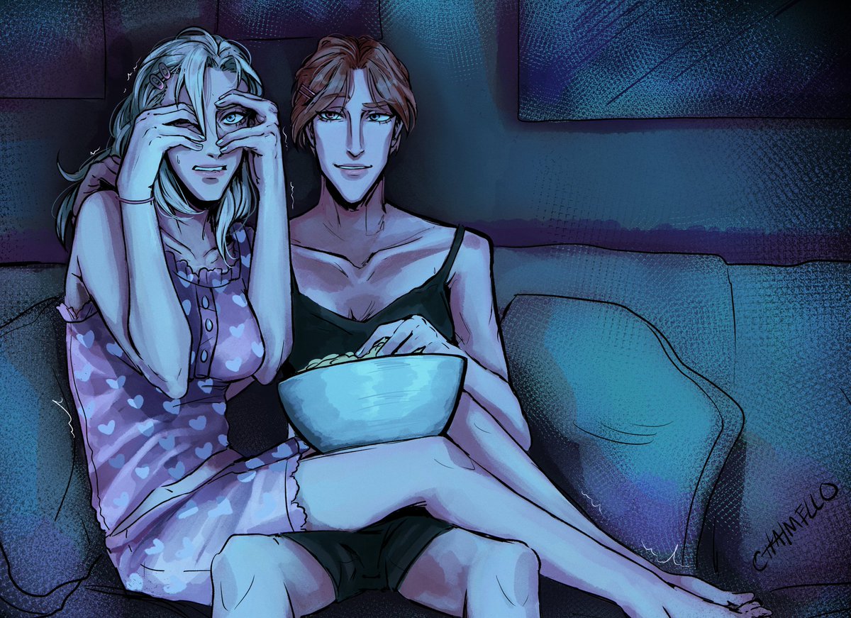 Chaimelo's tweet image. #moicy
The girls are watching a scary movie 🤭
#overwatch #overwatchfanart #fanart #moira #mercy