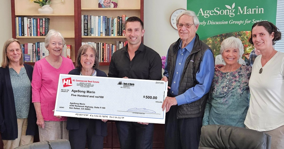 HL_CRE's tweet photo. This month, @HLCRE_Marin team member Joe Morrison selected AgeSong Marin to receive our $500 donation.
“It’s helped me realize how powerful my need is to not feel alone"
Thank you, AgeSong, for your life-affirming work.

#HLGivesBack #AgeSongMarin #SeniorSupport #CommunityFirst https://t.co/cFZkOu2eiH