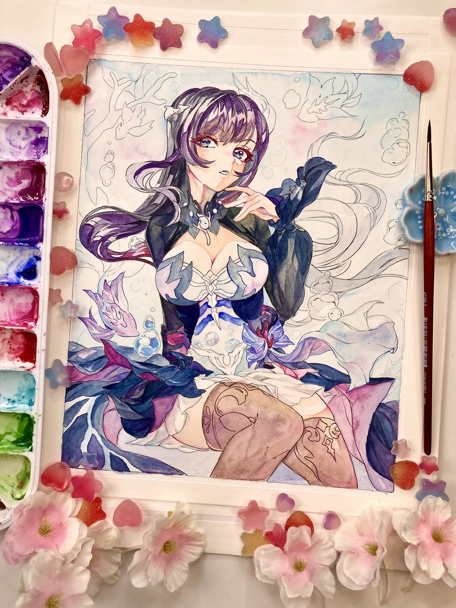 oakteaparty's tweet image. Wip! Hysilens, daughter of the sea 💙✨
Almost done so I’ll be drawing as well today! Live now 💓
🎉 twitch.tv/OakteaParty 💫