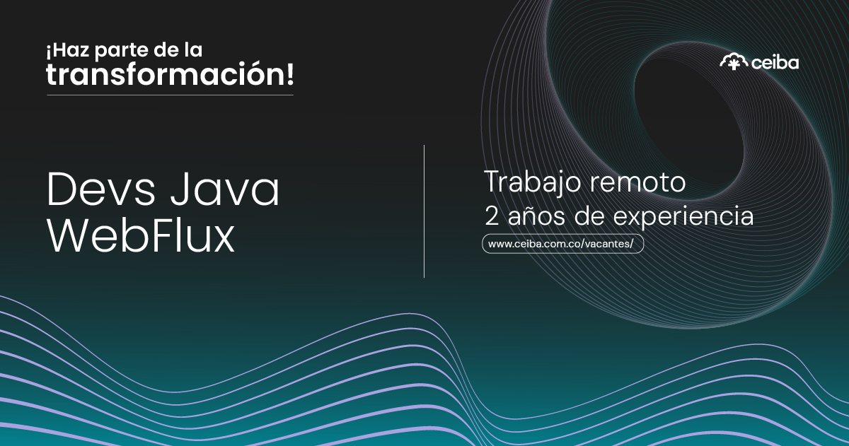 CeibaSoftware's tweet image. ¡Haz parte de la transformación #Java #Webflux! 

En #FamiliaCeiba buscamos Desarrollador Webflux. 

¡Únete a #CeibaPRO!

📝 Aplica en acortar.link/SofY9X
🔎 Visita nuestro sitio acortar.link/1dpC85 

#Dev #ITJobs #JavaJobs