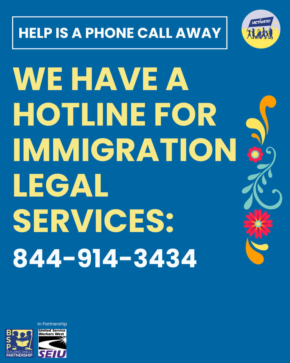 Building_Skills's tweet image. 🚨All @seiuusww USWW members have free and confidential access to our BSP Immigration Legal Services (ILS). We’re here to support you and connect you to trusted, reputable attorneys. Call our hotline today to learn more: 844-914-3434. #bsp_ca #bsp_ils