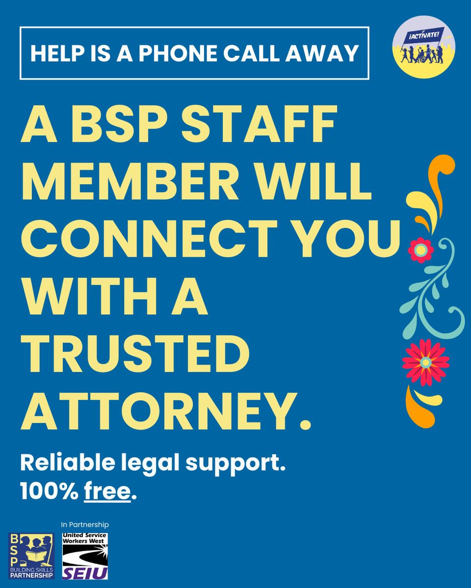 Building_Skills's tweet image. 🚨All @seiuusww USWW members have free and confidential access to our BSP Immigration Legal Services (ILS). We’re here to support you and connect you to trusted, reputable attorneys. Call our hotline today to learn more: 844-914-3434. #bsp_ca #bsp_ils