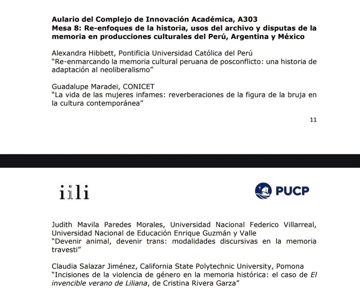 JudithParedesM's tweet photo. Mañana, miércoles 16 de julio de 15:00 a 17:00, estaré en el XLV Congreso del IILI 2025 imaginarios en transición junto a destacadas críticas y escritoras Alexandra Hibbett, Claudia Salazar Jiménez y Guadalupe Maradei. Están invitados.
Campus PUCP
https://t.co/W3XG3ljEN7
✨️ https://t.co/h0sDbbXYJo