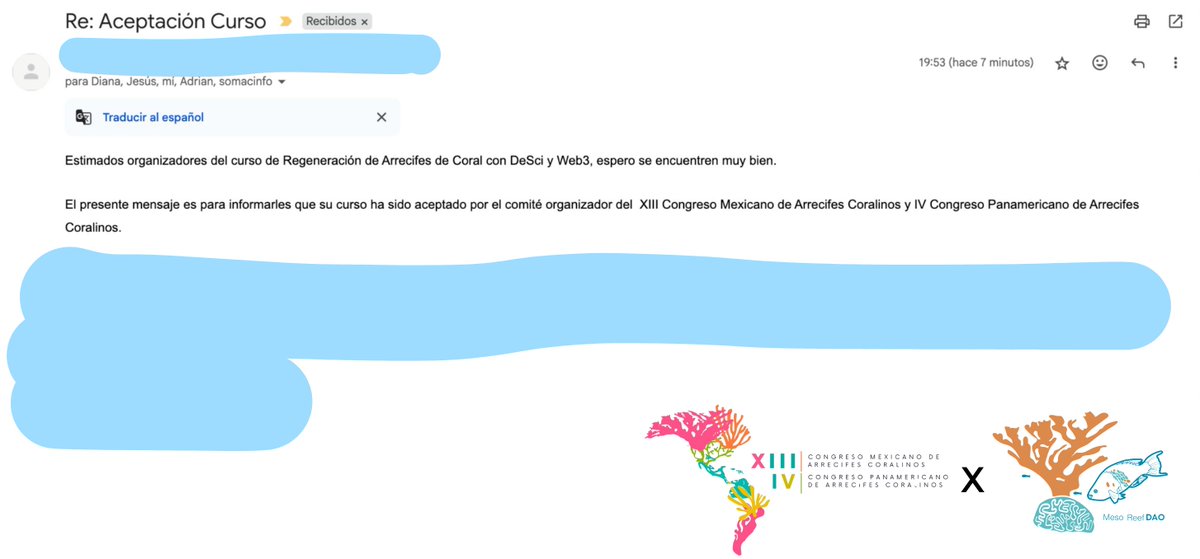 We’re thrilled to share that we’ve received confirmation to host a DeSci &amp; Web3 workshop titled "MesoReefDAO: Regeneración de Arrecifes de Coral con DeSci y Web3" at the XIII Congreso Mexicano de Arrecifes Coralinos and the IV Congreso Panamericano de Arrecifes Coralinos.

This