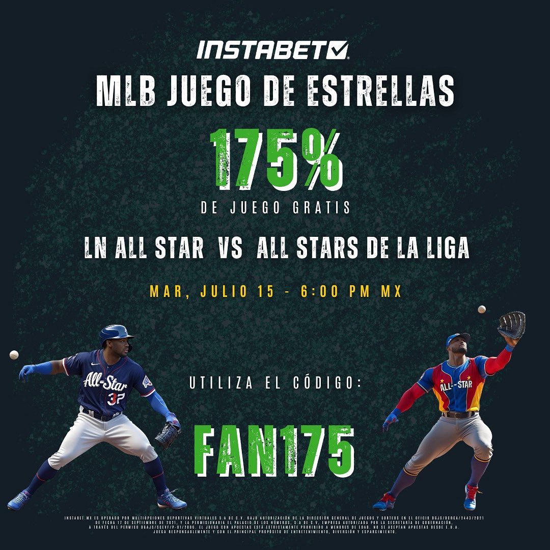 El Juego de Estrellas de la MLB está aquí… y promete ser un espectáculo inolvidable. ⚾️

Vive toda la emoción en Instabet Mx. Regístrate hoy y aprovecha bonos exclusivos para apostar como un verdadero All-Star. 🤑

#mlb #mlballstargame #allstargame #baseball #beisbol #instabetmx