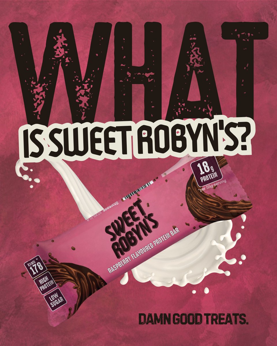 SweetRobyns's tweet photo. You know that one snack you keep going back to? Yeah. This is it. We make Damn Good Treats that hit like a chocolate bar but come with all the perks of a protein snack 🍫 No compromises. No weird aftertaste. No sad, dry bars. Just 18g of protein, low sugar, &amp; 3 flavours. https://t.co/B6Actvhikf