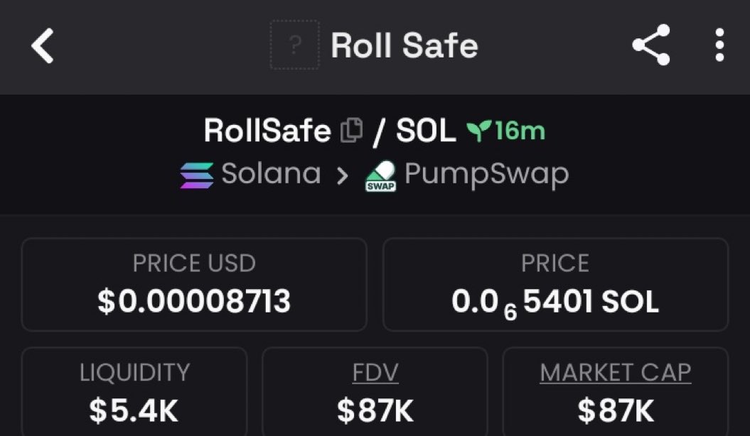 LewisDasso's tweet image. ☎️ I dropped #RollSafe early on my private telegram group at $87k market cap