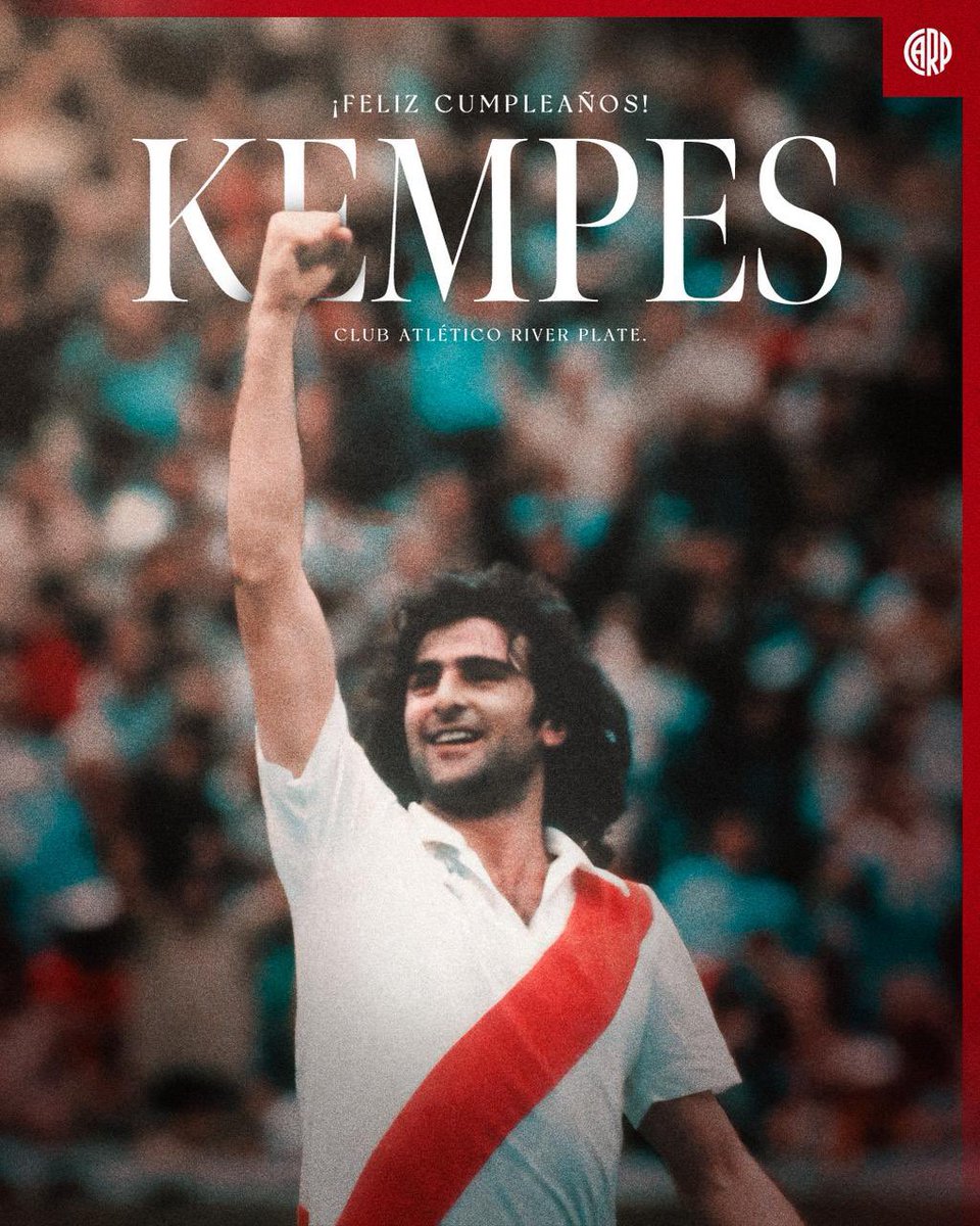 RamiroAlvarez's tweet image. 🎂 ¡Feliz cumple, Matador! 🇦🇷
🤍❤️🤍 Hoy celebra 71 años de su nacimiento el gran Mario Alberto Kempes: 32 partidos oficiales en @RiverPlate, con 16 goles y un título en 1981