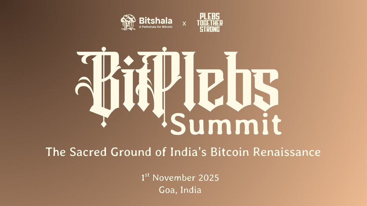 Bitplebs_in's tweet image. The time has come for India's #Bitcoin ecosystem to rise.
The call echoes across the land:
Builders, rebels, dreamers and sages — the sacred ground awaits your steps.
Save the date, a new chapter begins.
1st Nov 2025, Goa
#BitPlebs