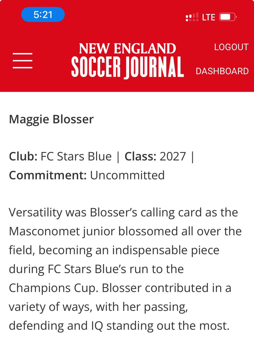 Thank you!! <a href="/NESoccerJournal/">New England Soccer Journal</a> <a href="/ImCollegeSoccer/">College Soccer Truth ™</a> <a href="/TheSoccerWire/">SoccerWire</a> <a href="/PrepSoccer/">Prep Soccer ⚽️</a> <a href="/ImYouthSoccer/">ECNL/GA/Recruiting/College Soccer</a> <a href="/ECNLgirls/">ECNL Girls</a> <a href="/USYNT/">U.S. Soccer YNT</a>