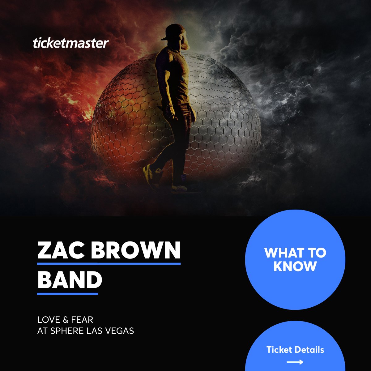 Ticketmaster's tweet image. Zamily! Get ready to experience @zacbrownband at @SphereVegas.
๐๏ธ Travel VIP Packages available now.
โฐ Set your reminders to be notified when presales start Mon, July 21 at 10am PDT. General onsale begins Fri, July 25 at 10am PDT.
๐ซ bit.ly/3GyxVhu