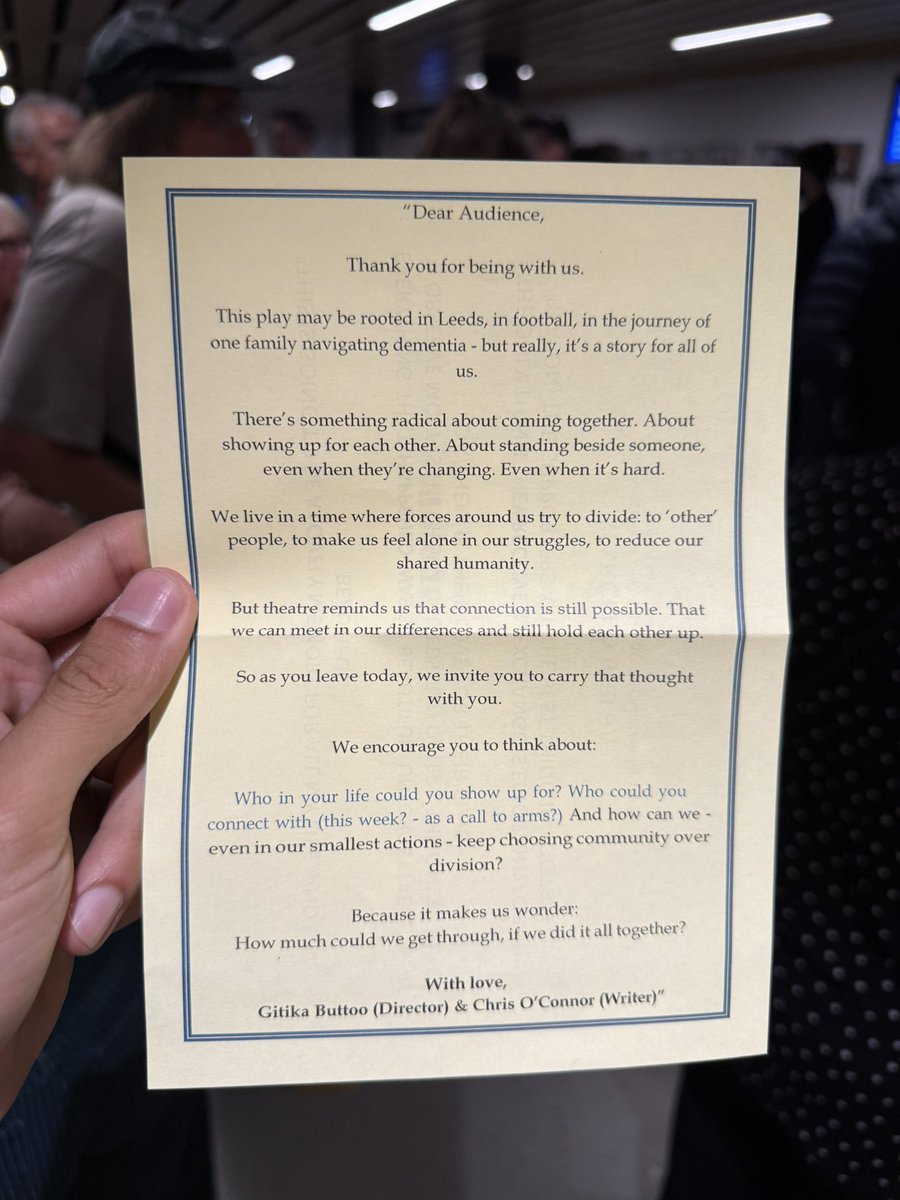 Brilliant to get to <a href="/LeedsPlayhouse/">Leeds Playhouse</a> for Through It All Together. A wonderful production by <a href="/cpoconnor87/">Chris O'Connor🔸</a> 👌

Quality to see Patrick Bamford in attendance too and huge congrats to <a href="/ShobnaGulati/">DR SHOBNA GULATI MBE, DL</a> <a href="/reece_dinsdale/">Reece Dinsdale</a> <a href="/deansmith7/">Dean Smith</a> <a href="/EveralWalsh/">Everal A WALSH</a> 👏