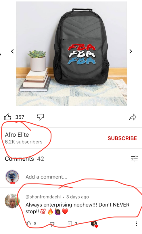 MoochieSquad's tweet photo. They going to come at blk folks from different angles.. Deodorant, Flags, and all sorts of trinkettes. Creating FBA scam products like backpacks too. Afro Elite we see you #AfroElite https://t.co/tIAxwHOPcr