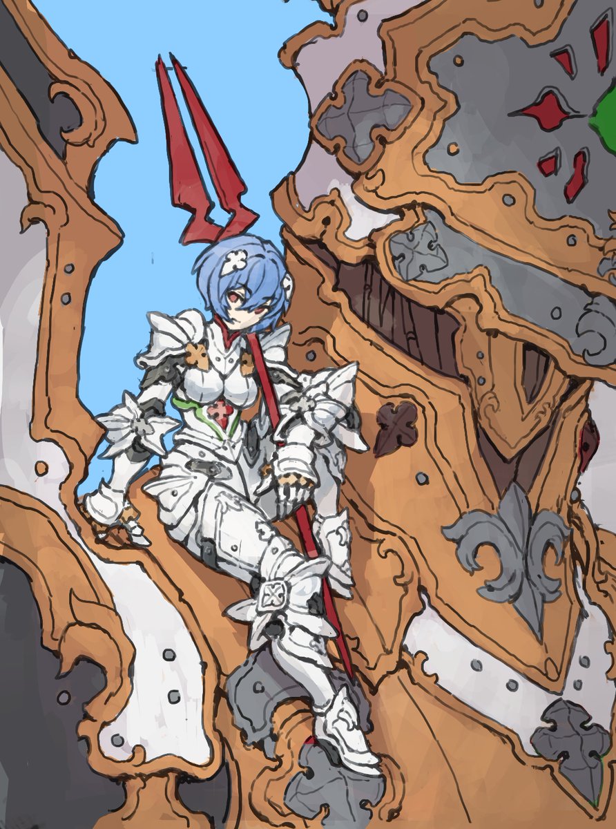 nrcgray's tweet image. WiP of a fantasy knight version of Rei and Unit 00
#neongenesisevangelion