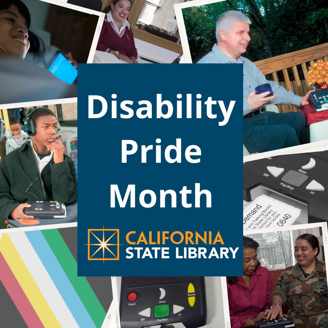 CAStateLibrary's tweet image. It's #DisabilityPrideMonth, celebrating people living w/ disabilities and s the anniversary of the Americans with Disabilities Act (ADA), signed into law in July 1990
Our Braille & Talking Book Library provides services to people w/ print disabilities library.ca.gov/btbl/service/