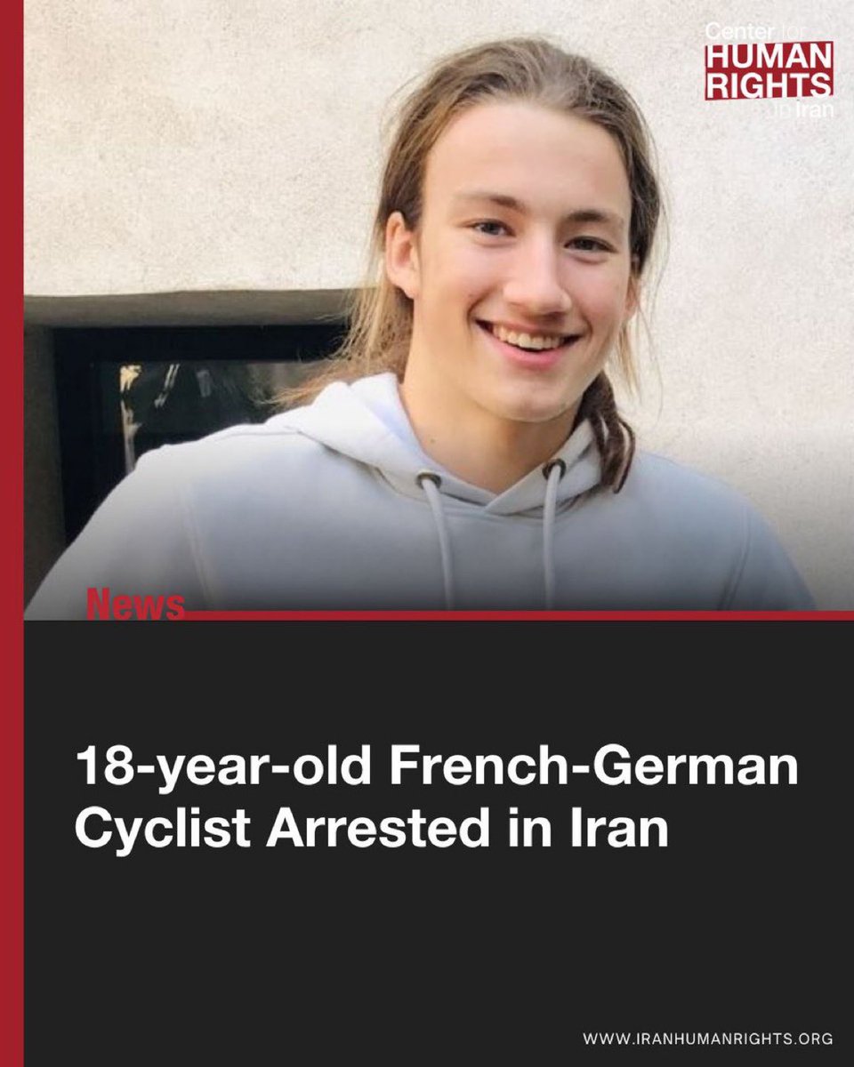 ICHRI's tweet image. Iranian authorities have confirmed they are holding 18-year-old French-German cyclist Lennart Monterlos, who disappeared in mid-June while biking across the country. He is the third French national known to be detained in Iran.
Iranian Foreign Minister Abbas Araghchi confirmed…