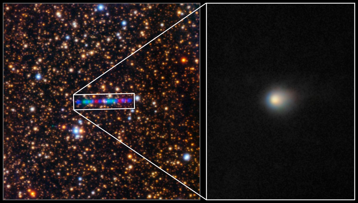 NOIRLabAstro's tweet image. ☄️ Interstellar visitor alert! @Geminiobs North in Hawai‘i captured Comet 3I/ATLAS, only the 3rd known object from outside our Solar System!
📷@GeminiObs/NOIRLab/NSF/AURA/K. Meech (IfA/U. Hawaii)
Image Processing:Jen Miller & Mahdi Zamani (NSF NOIRLab)
🔗 noirlab.edu/public/news/no…